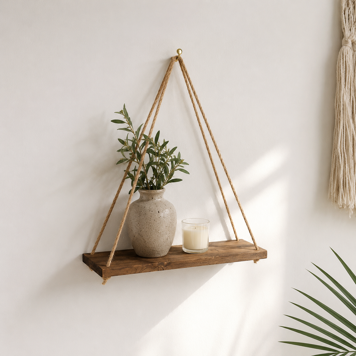 Rope Swing Wood Wall Shelf — product photo 2