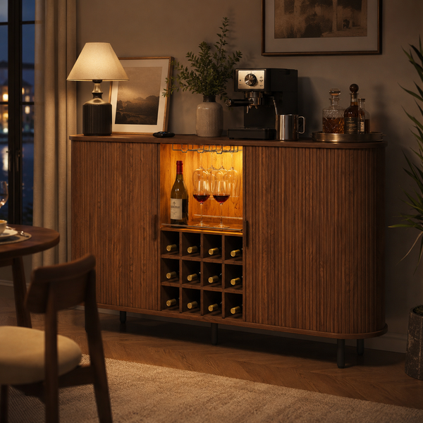 Fluted LED Wine Bar Sideboard