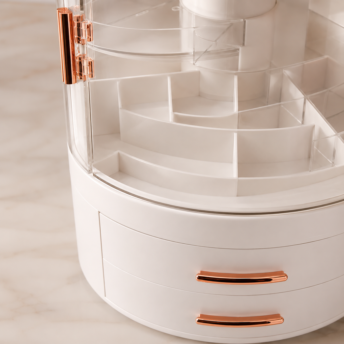 Rotating LED Makeup Organizer