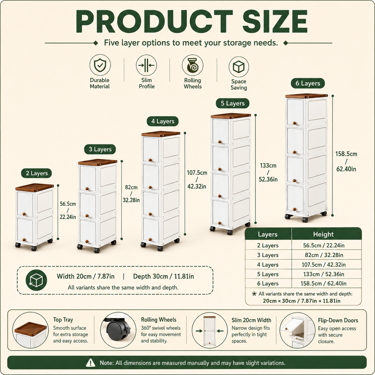 Slim Rolling Storage Cart