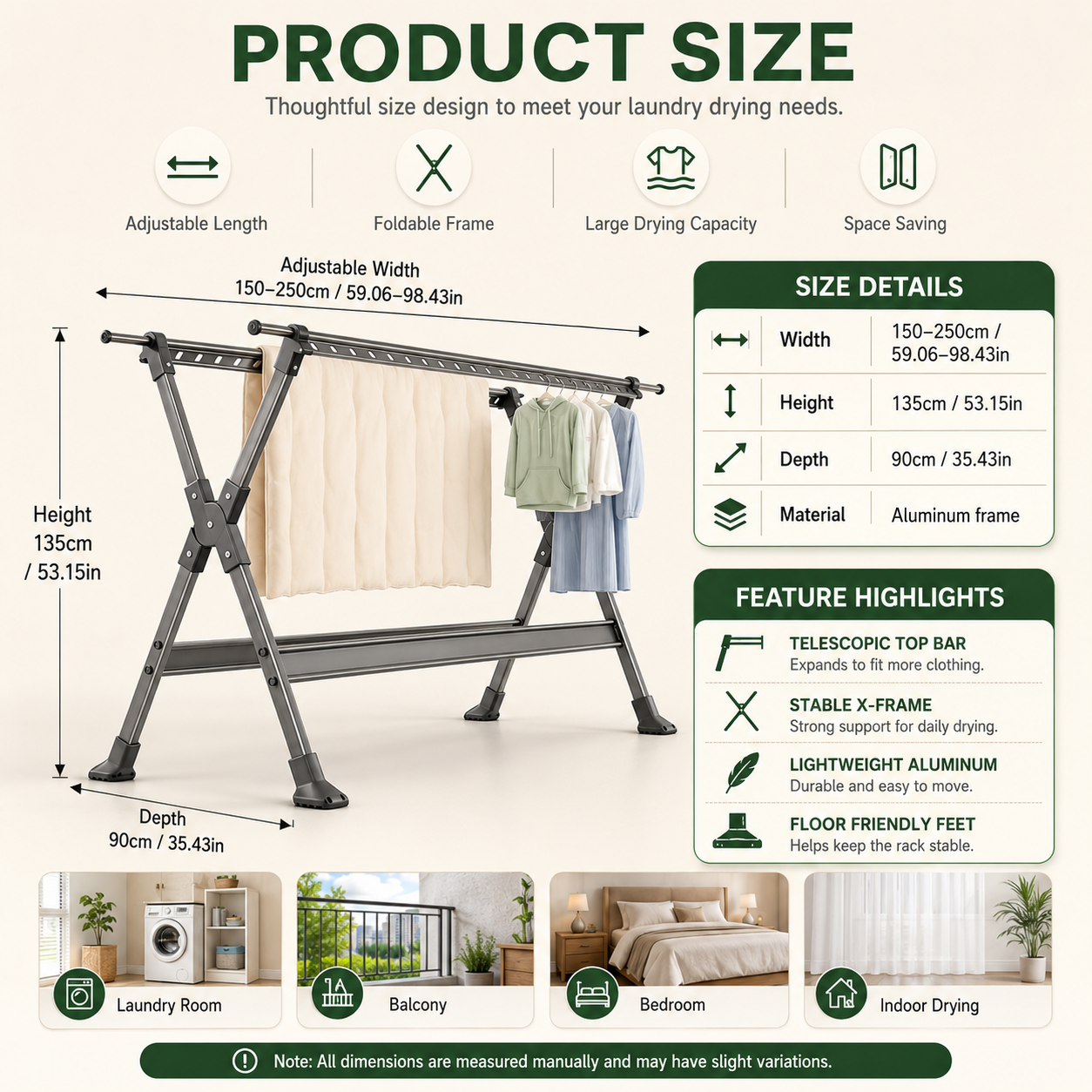 Product dimensions