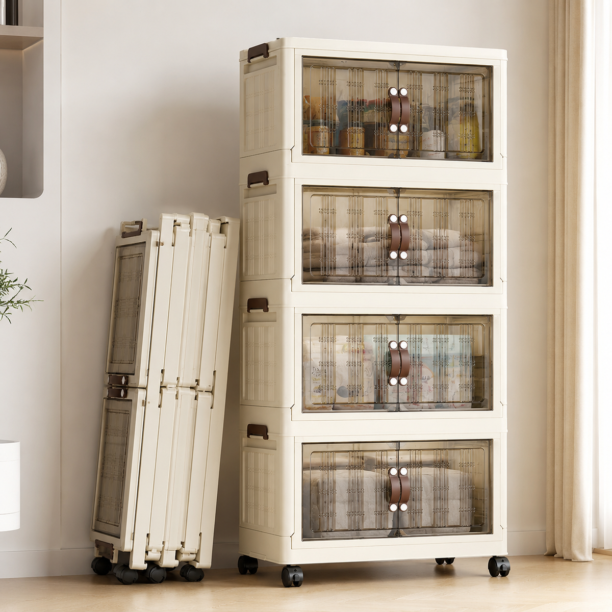 Folding Wardrobe Cabinet — alternate angle showing internal compartments