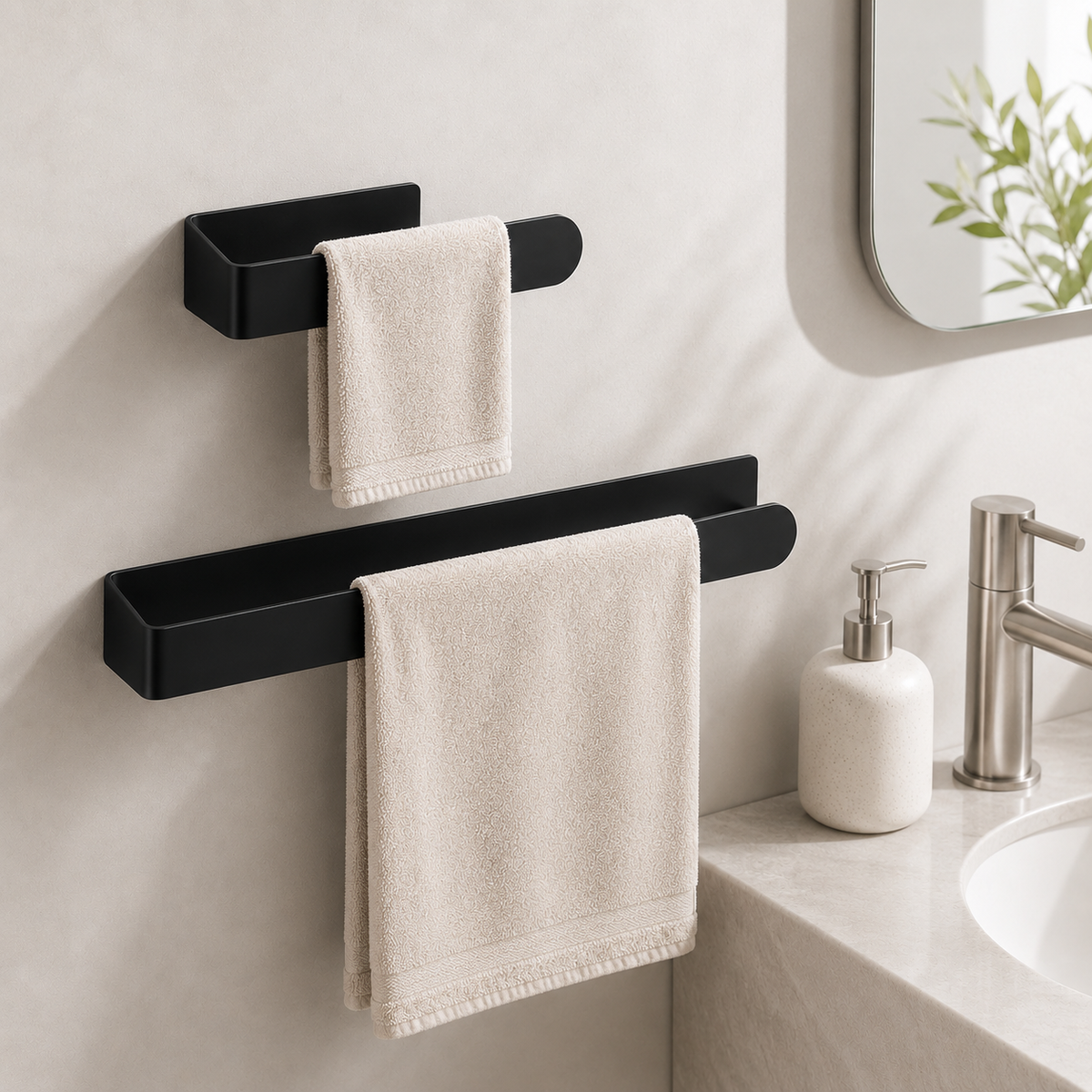 Adhesive Towel Bar — side profile highlighting depth and structure