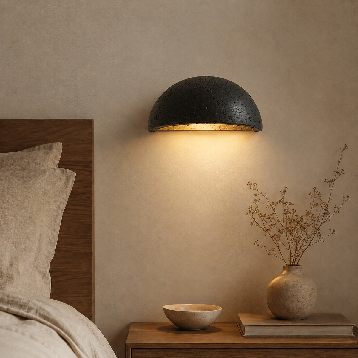 Half-Moon Travertine Wall Sconce