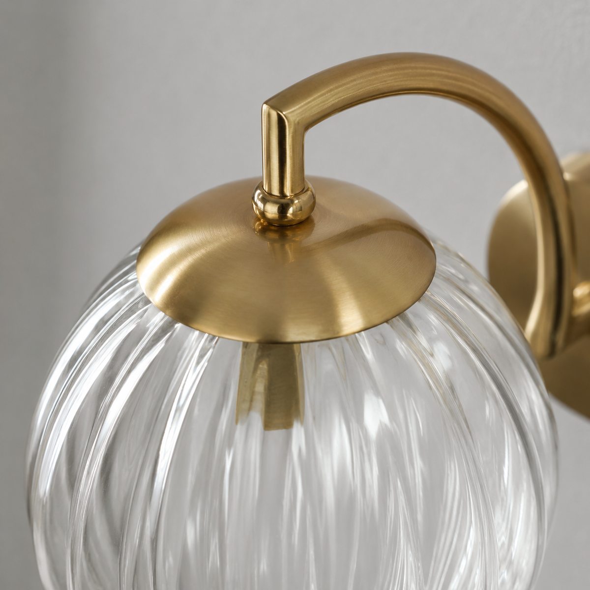 Ribbed Glass Globe Brass Wall Sconce
