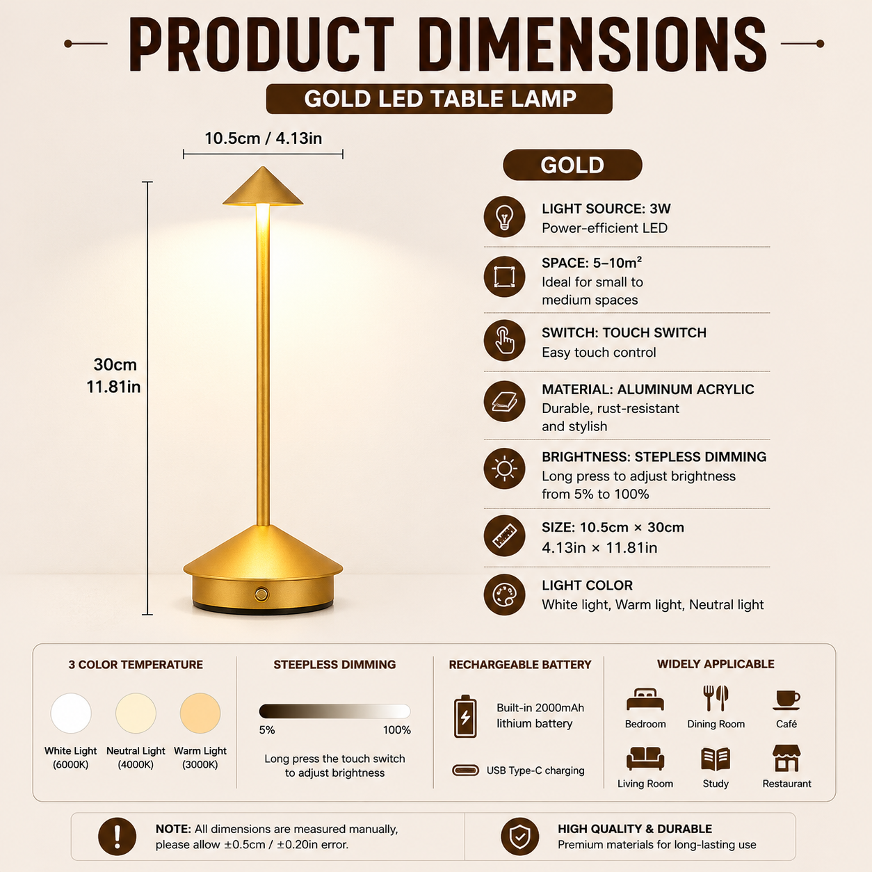 Product dimensions