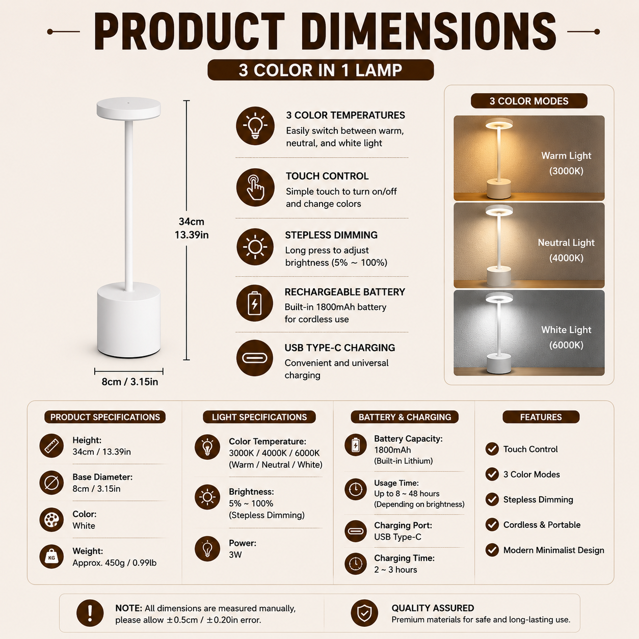 Product dimensions