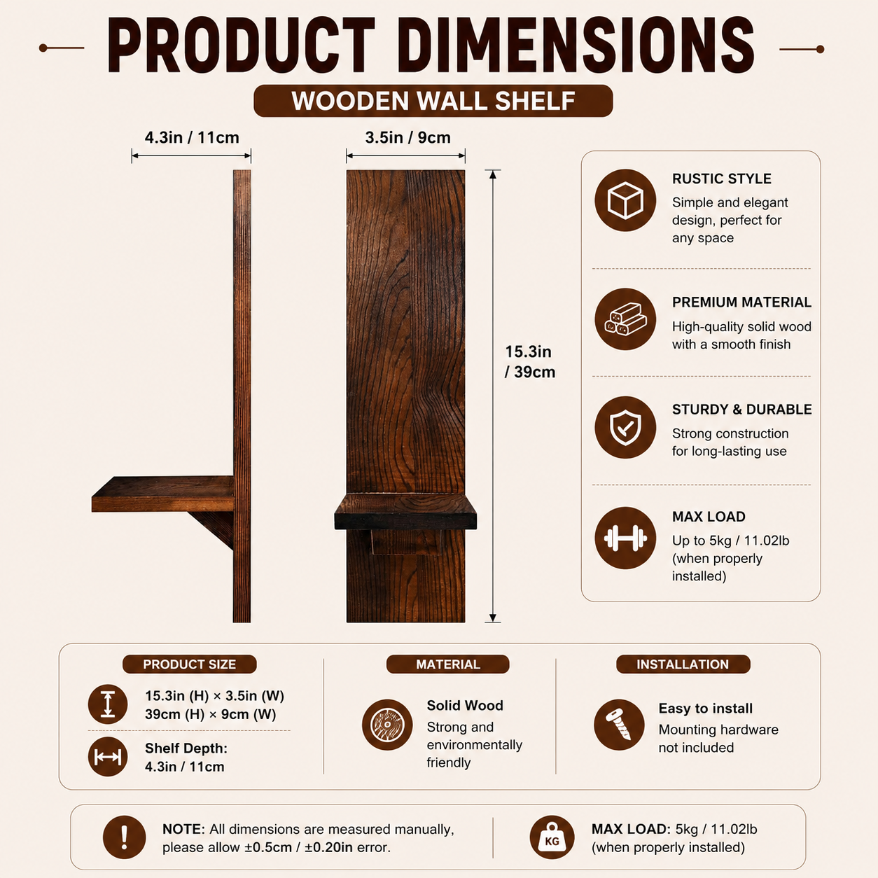 Product dimensions