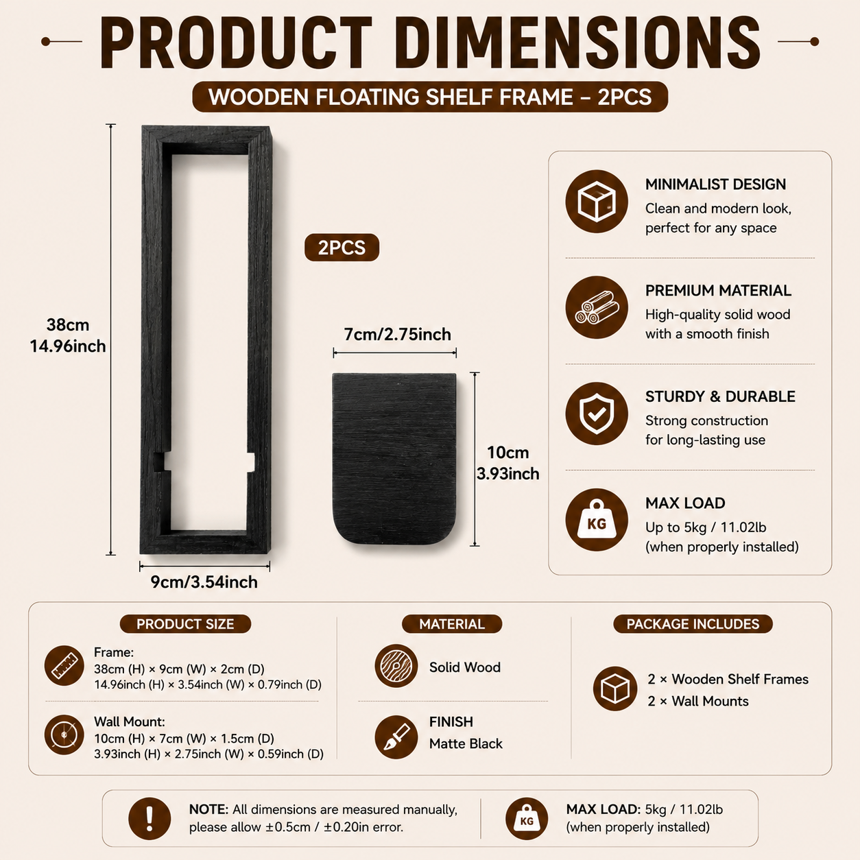 Product dimensions