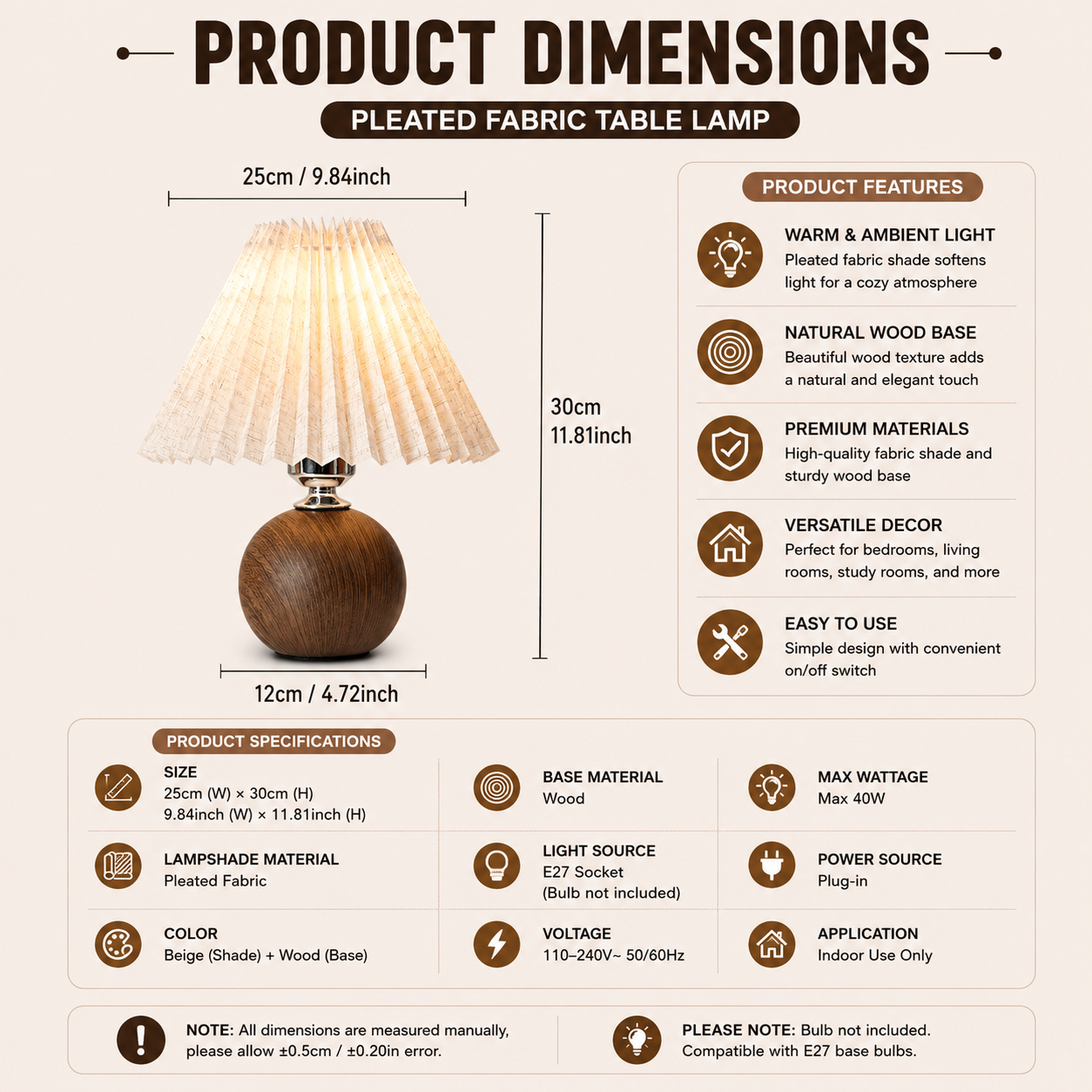 Product dimensions