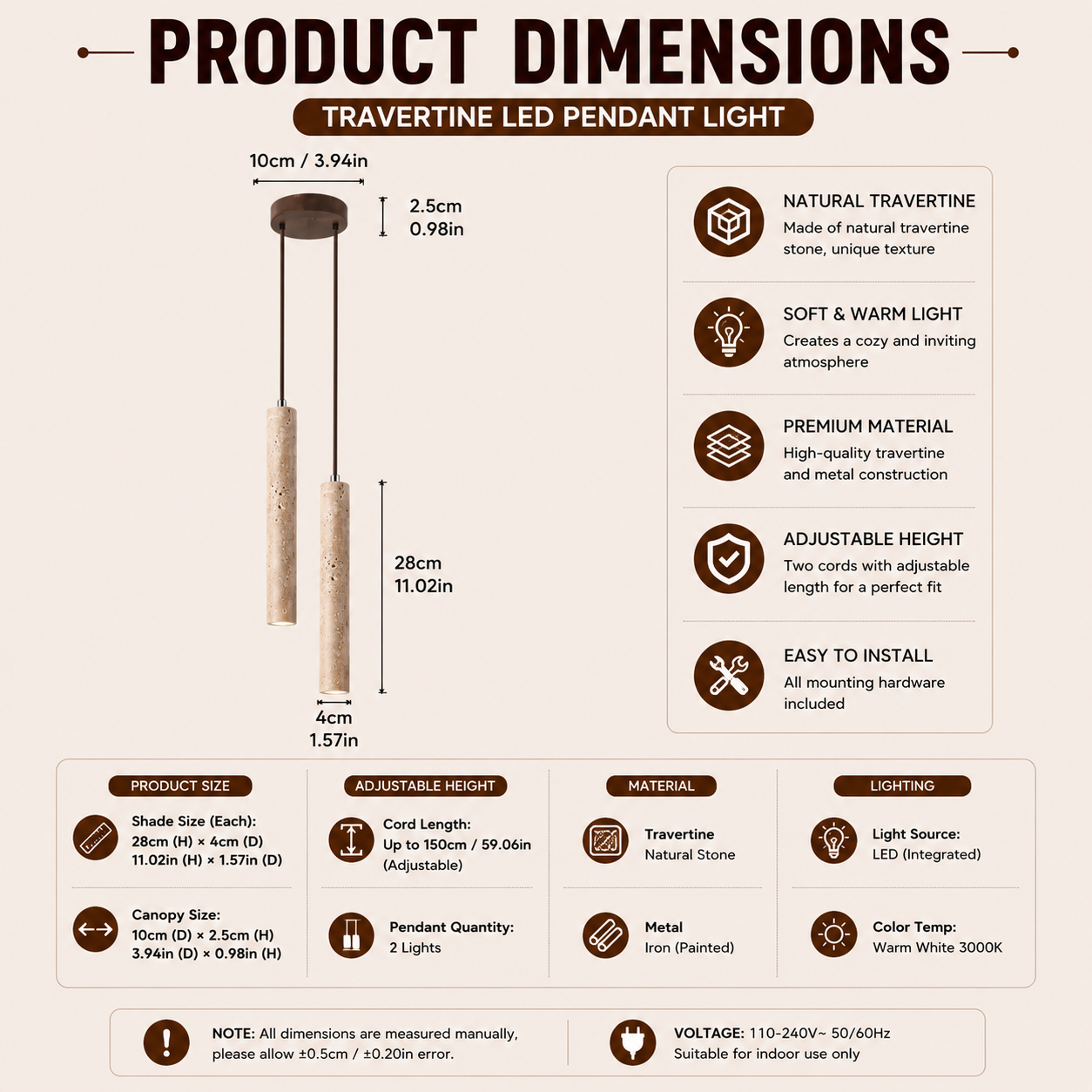 Product dimensions