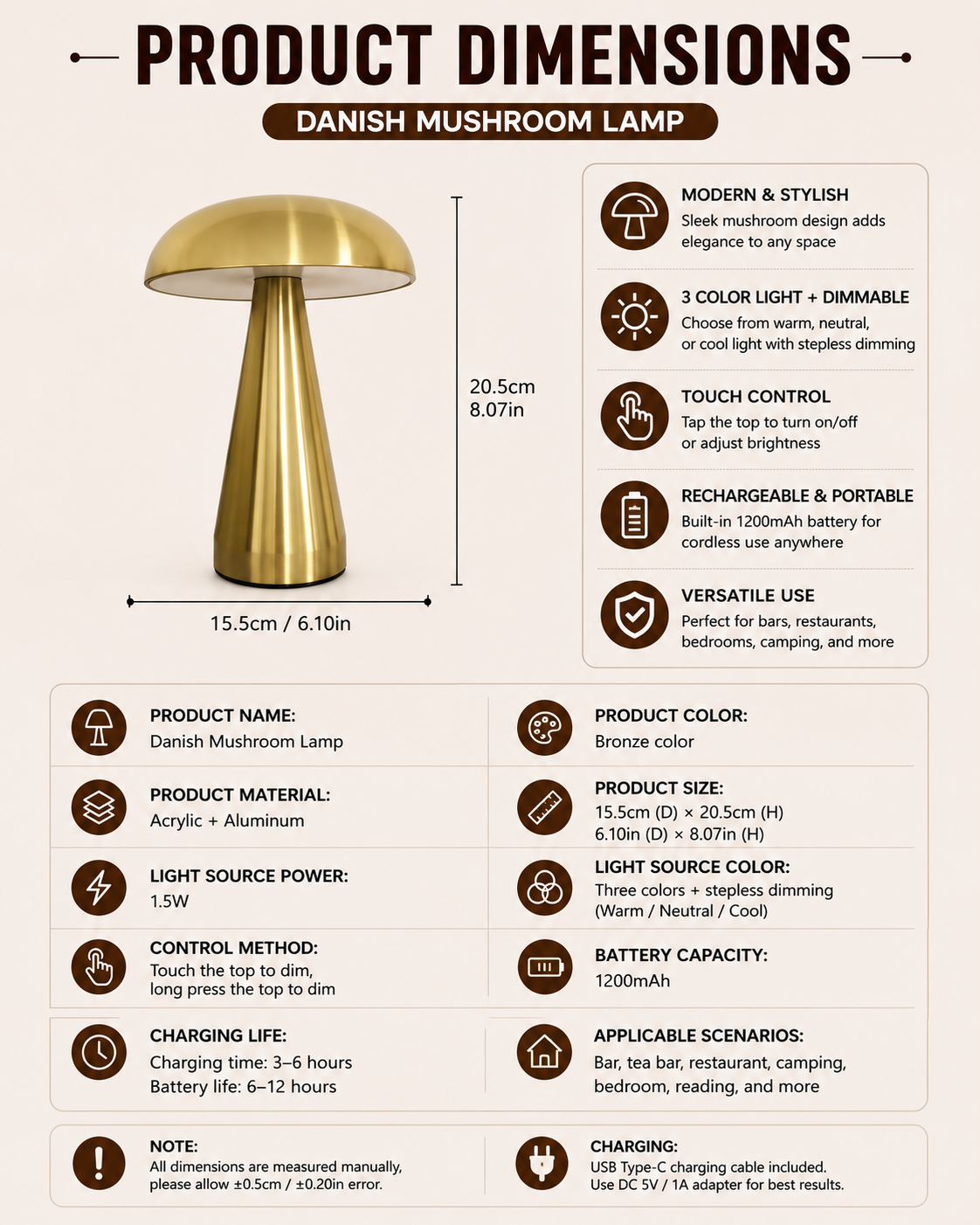 Product dimensions