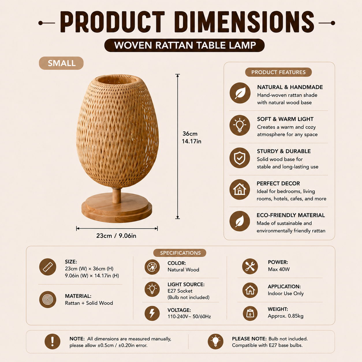 Product dimensions