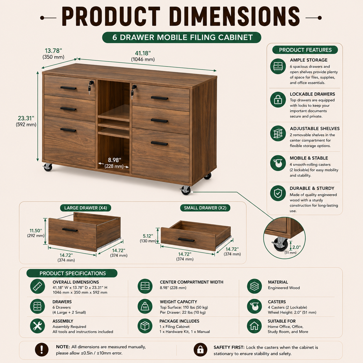 Product dimensions