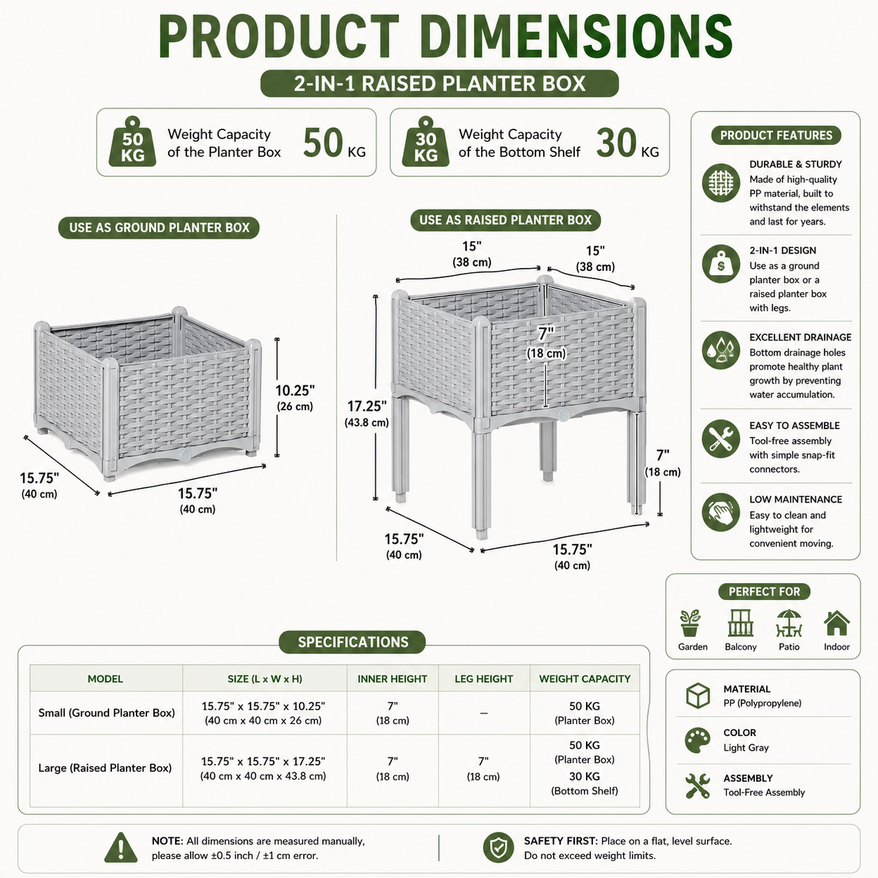 Product dimensions