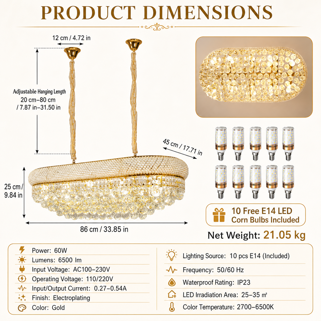 Product dimensions