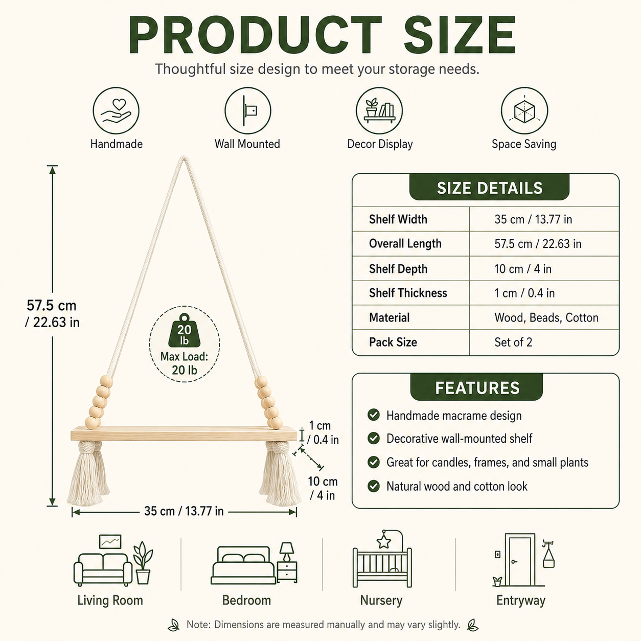 Product dimensions