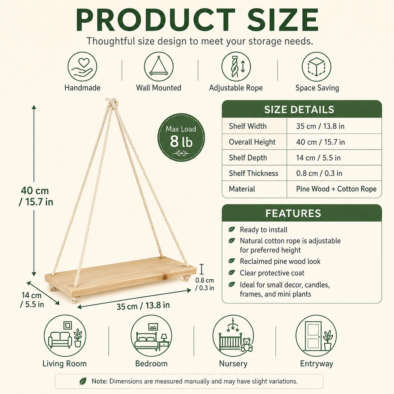 Product dimensions