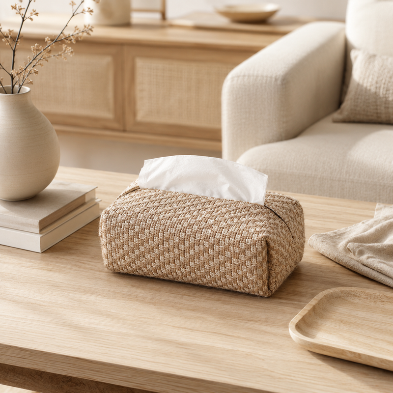 Jute Tissue Box Cover