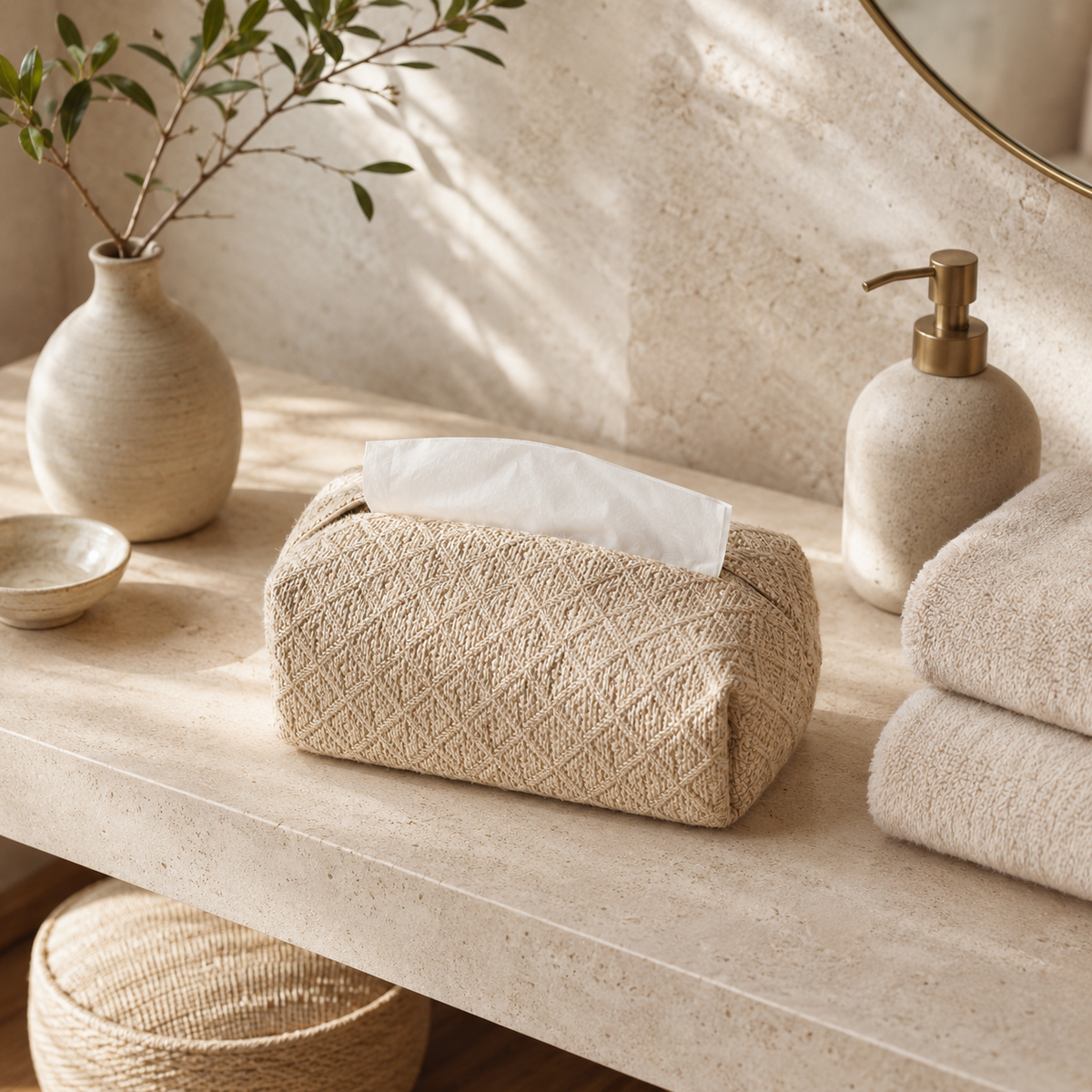 Jute Tissue Box Cover