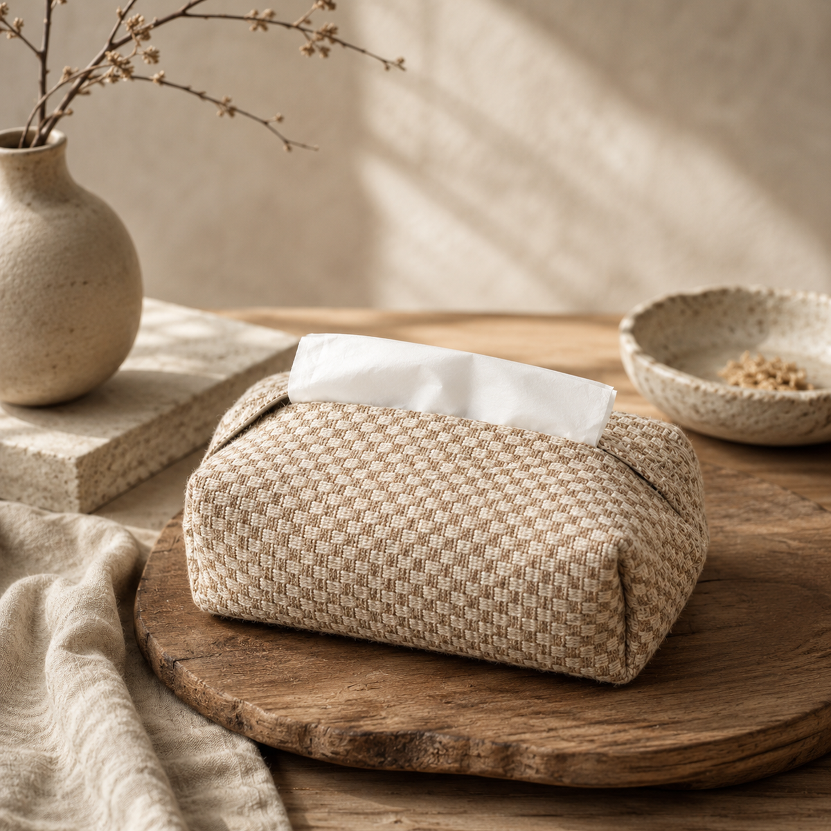 Jute Tissue Box Cover