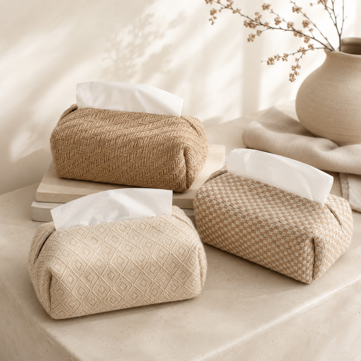 Jute Tissue Box Cover