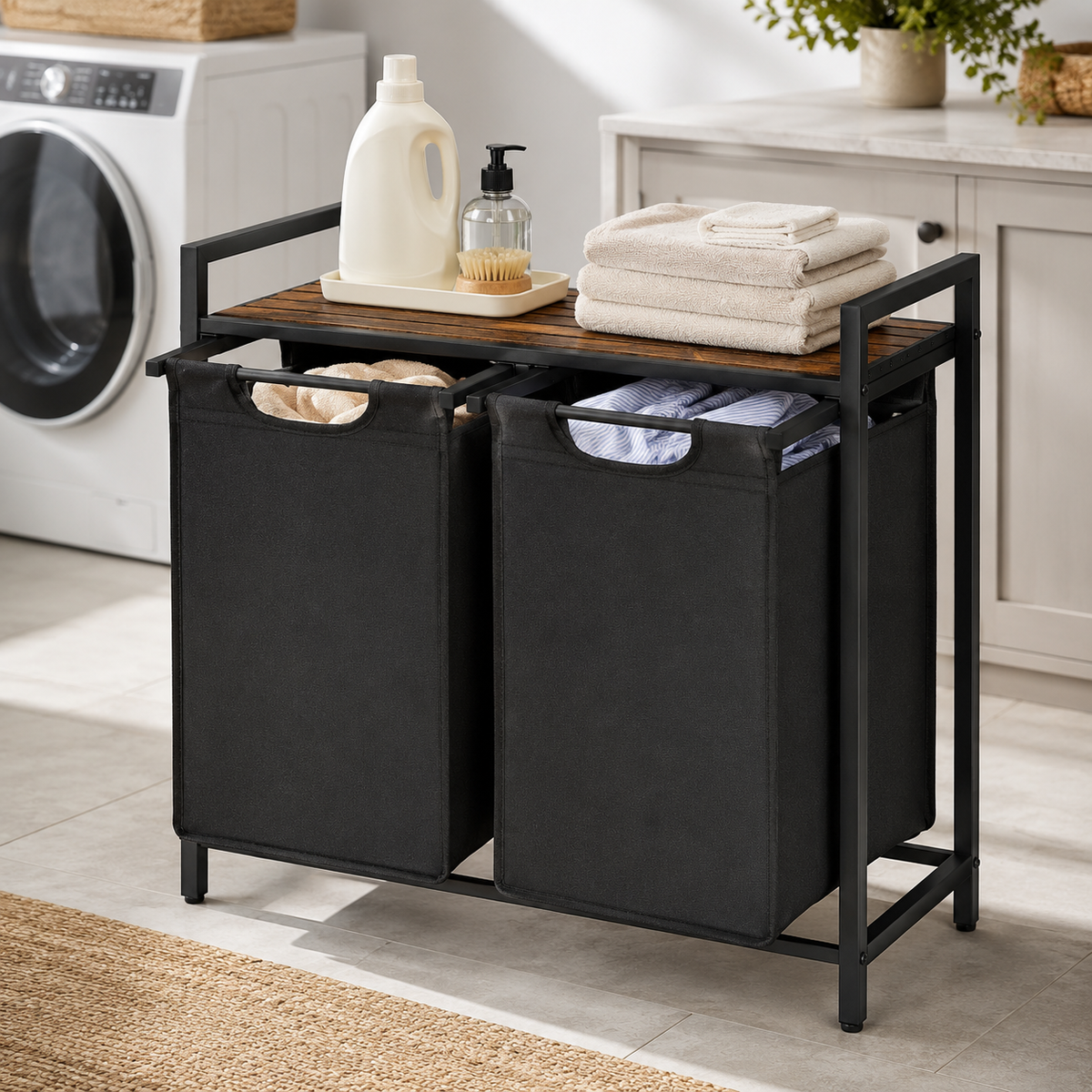 2-Bag Laundry Sorter with Frame