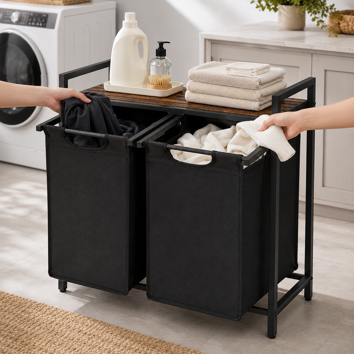2-Bag Laundry Sorter with Frame