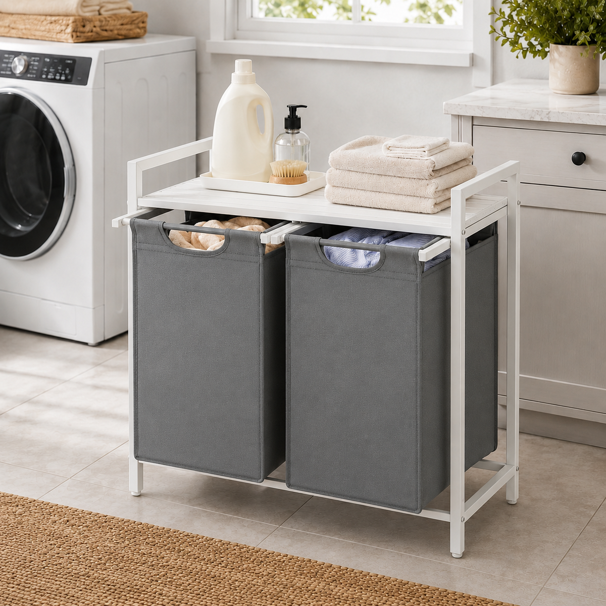 2-Bag Laundry Sorter with Frame