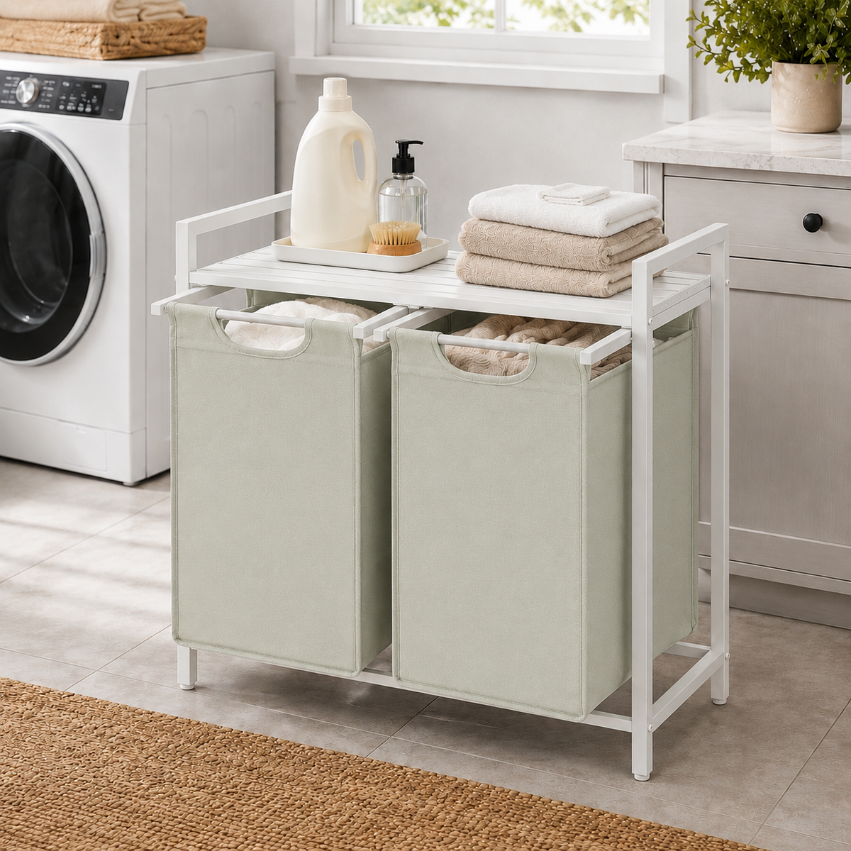 2-Bag Laundry Sorter with Frame