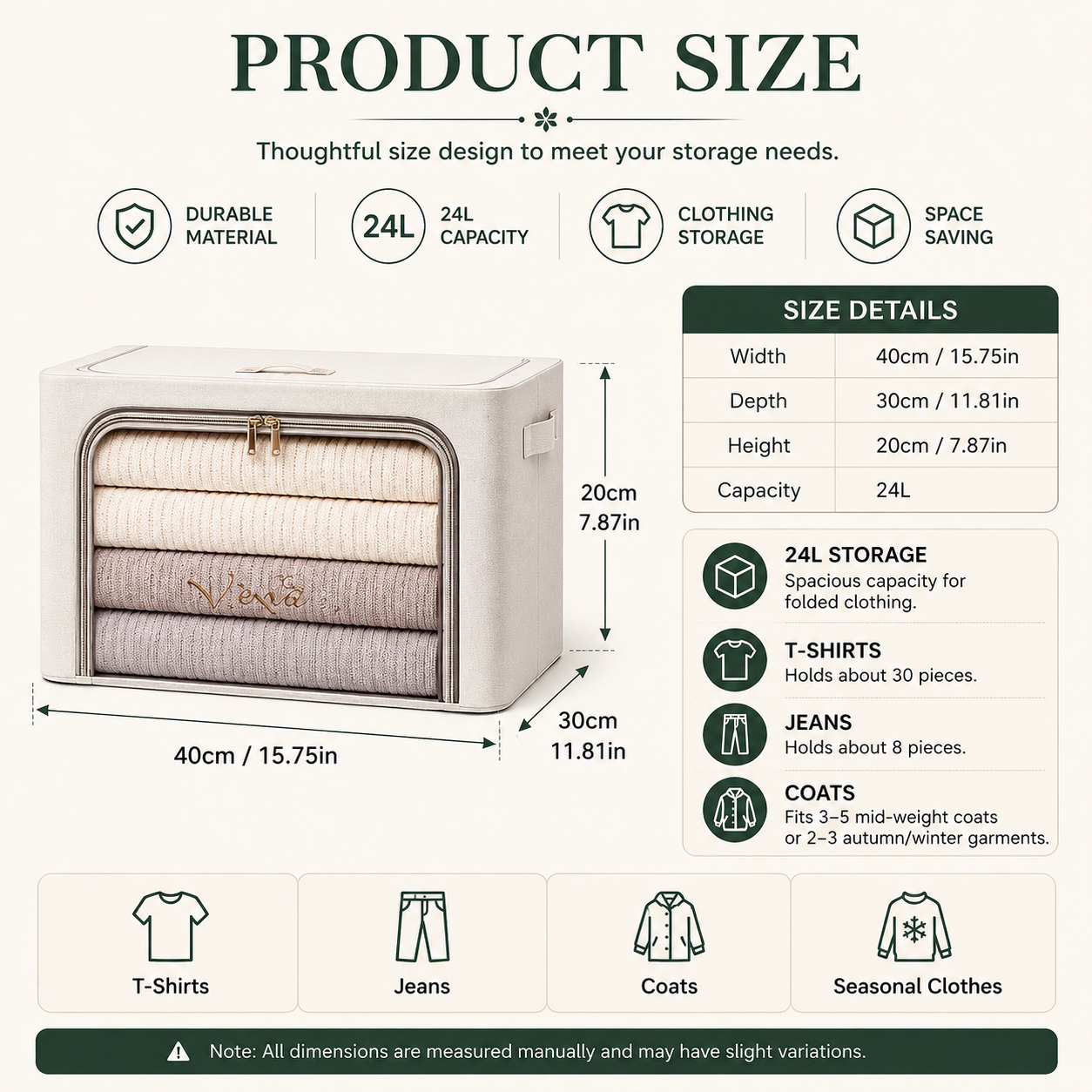 Product dimensions