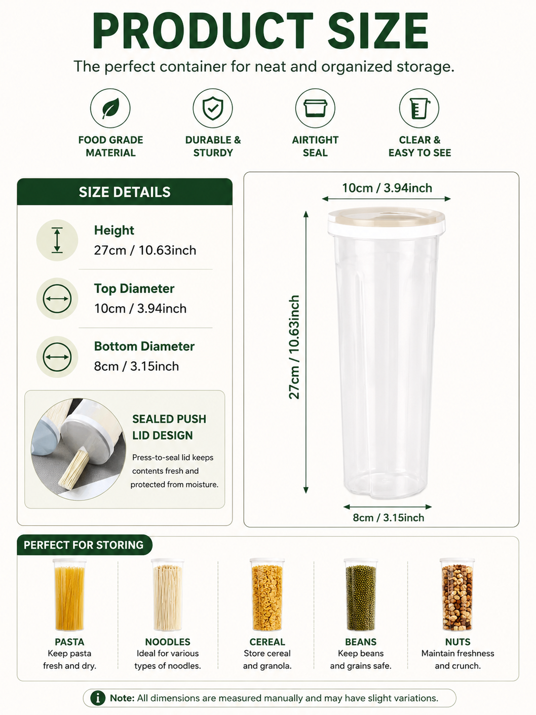 Product dimensions