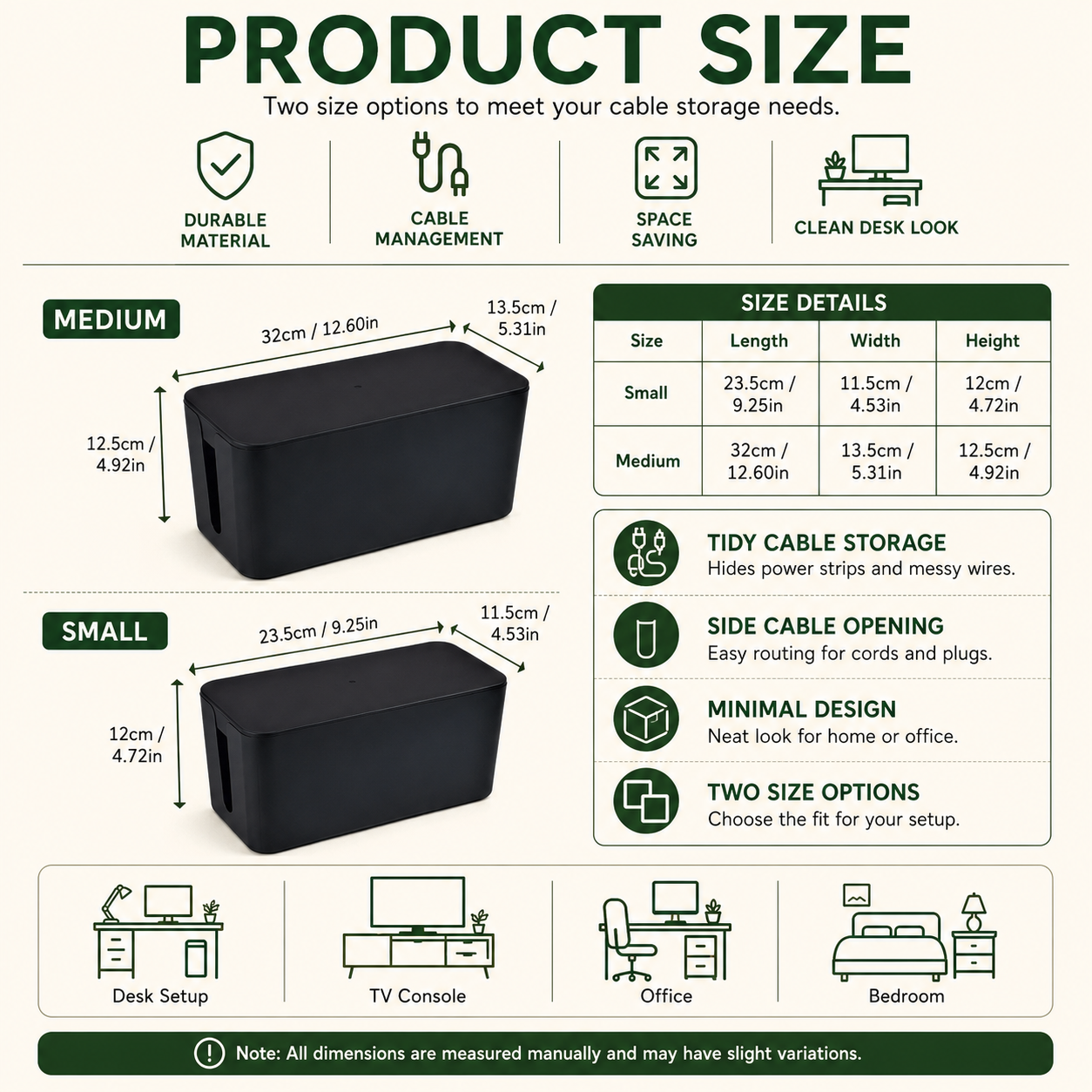 Product dimensions