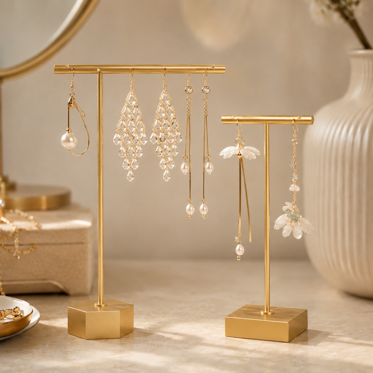 Gold T-Bar Earring Display Stand