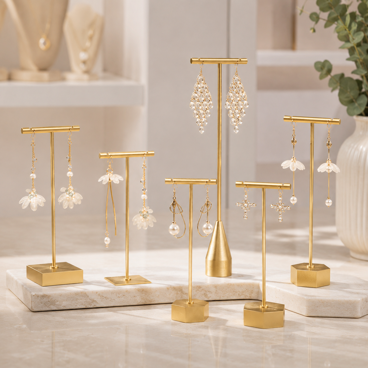 Gold T-Bar Earring Display Stand
