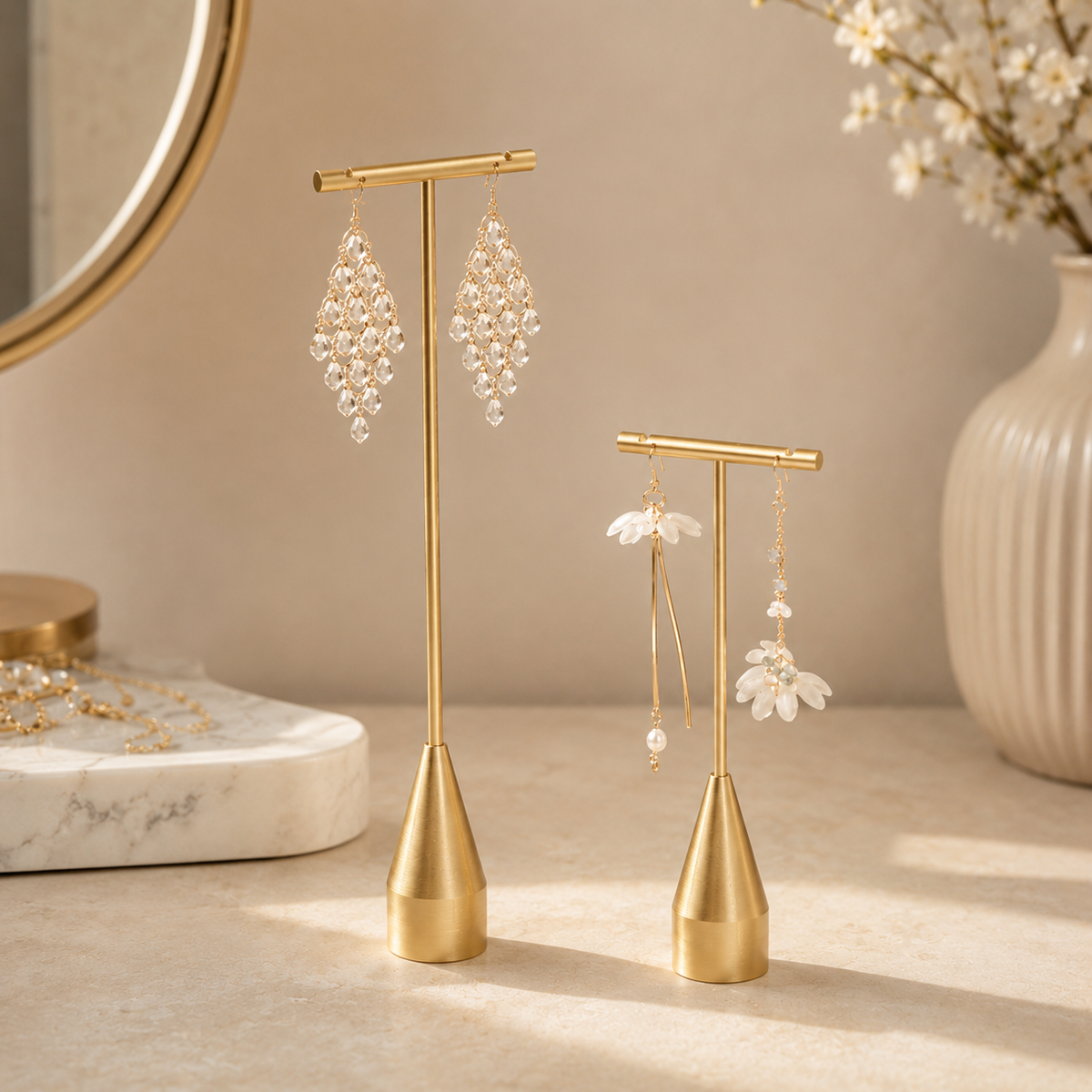 Gold T-Bar Earring Display Stand