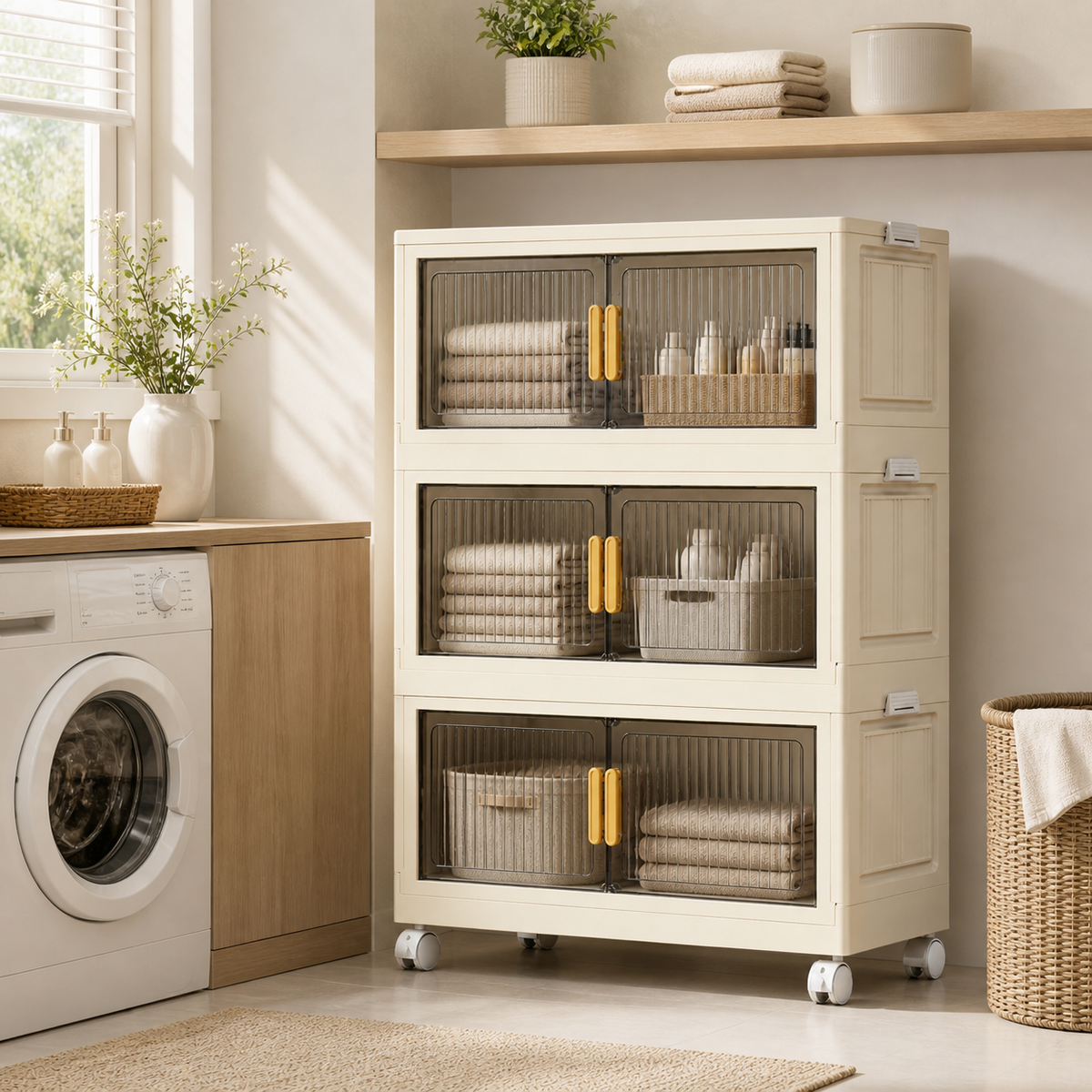 Collapsible Storage Cabinet — close-up of construction and hinge mechanism