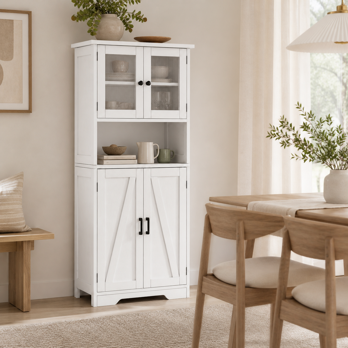 Glass-Door Pantry Cupboard — close-up of construction and hinge mechanism