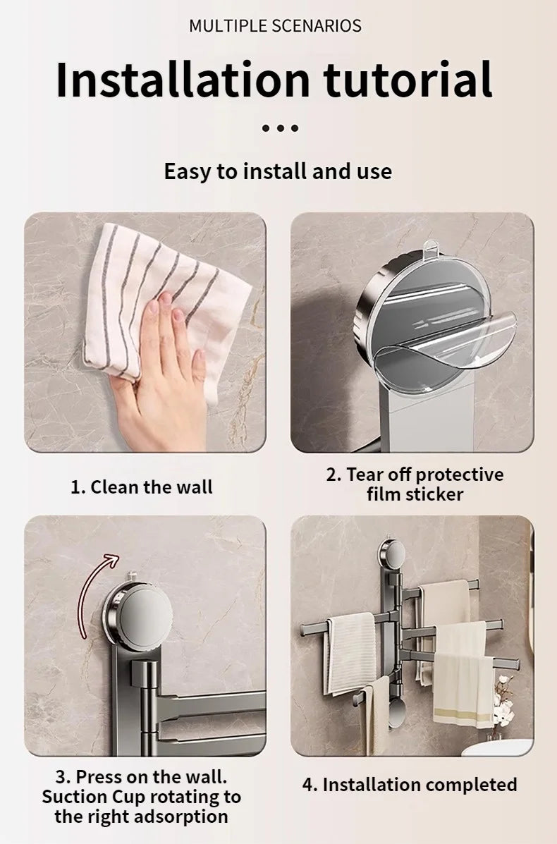 Rotating Suction-Cup Towel Rack