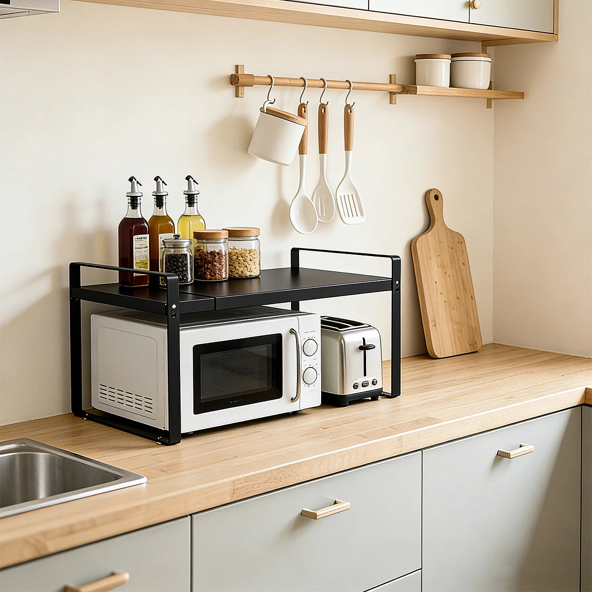 Extendable Cabinet Rack — alternate angle showing internal compartments