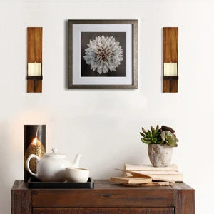 Rustic Wood Pillar Candle Wall Sconces, Set of 2