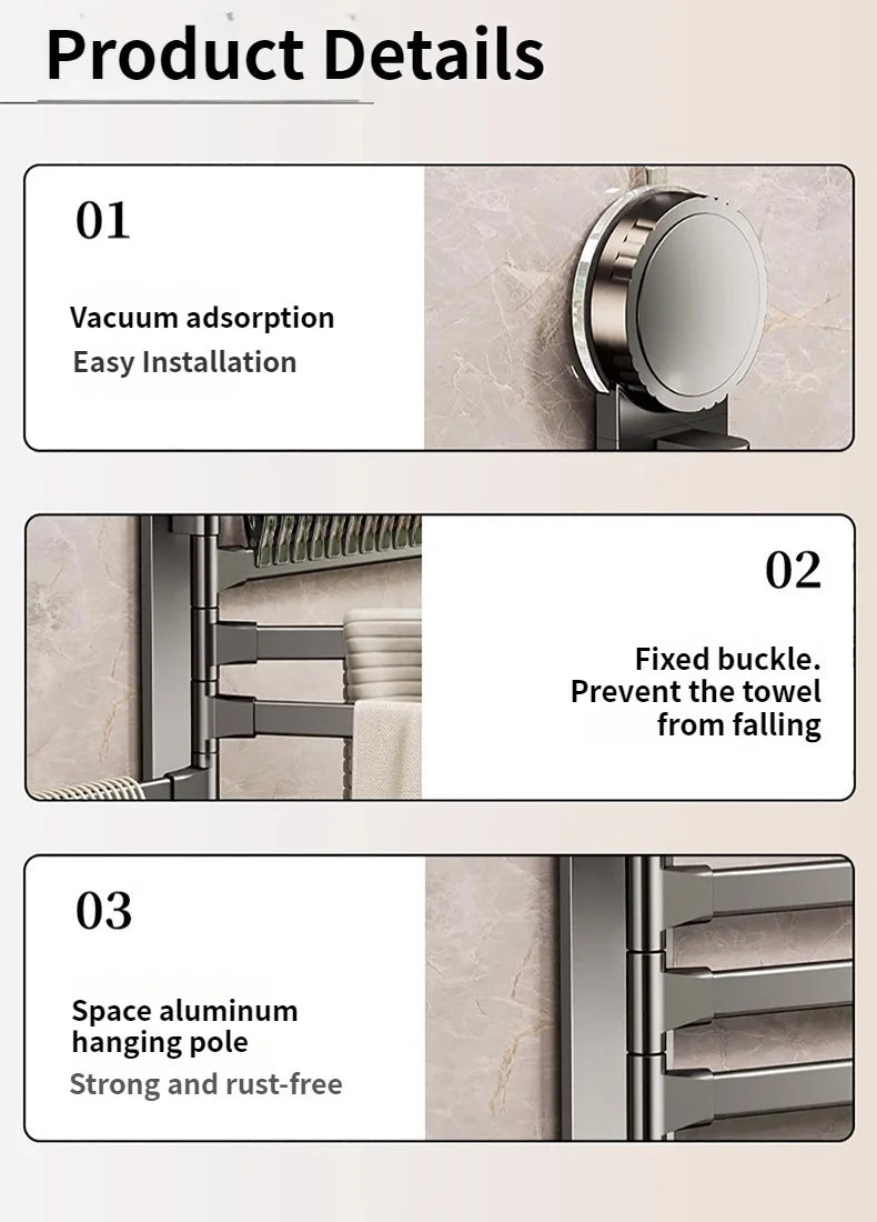 Rotating Suction-Cup Towel Rack