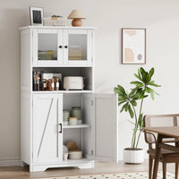 Freestanding Pantry Cupboard with Glass Doors