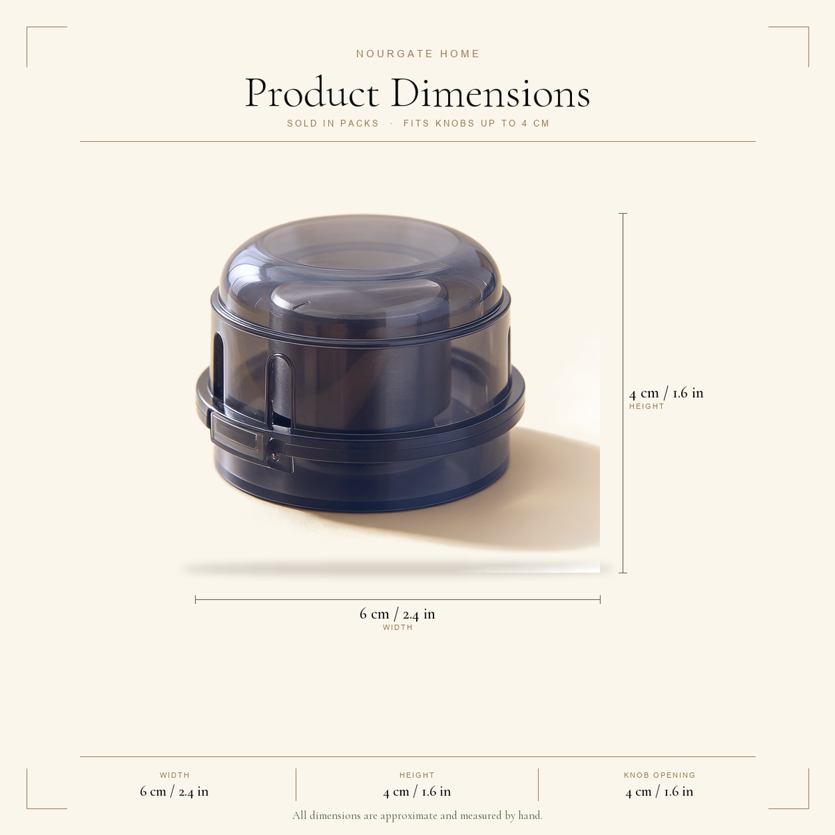 Product dimensions — Child-Safety Stove Knob Covers