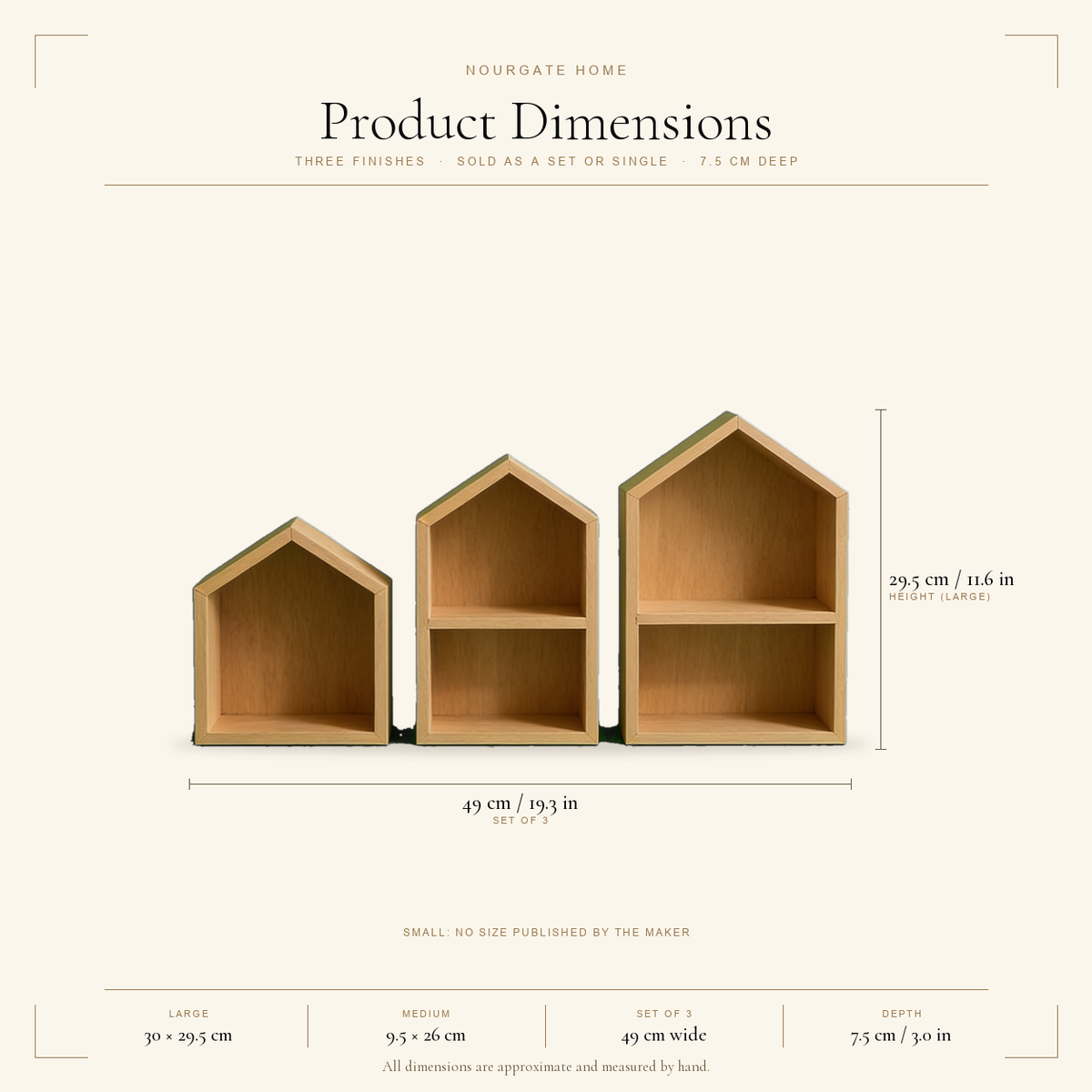 Product dimensions — House-Shaped Wooden Desk Shelf
