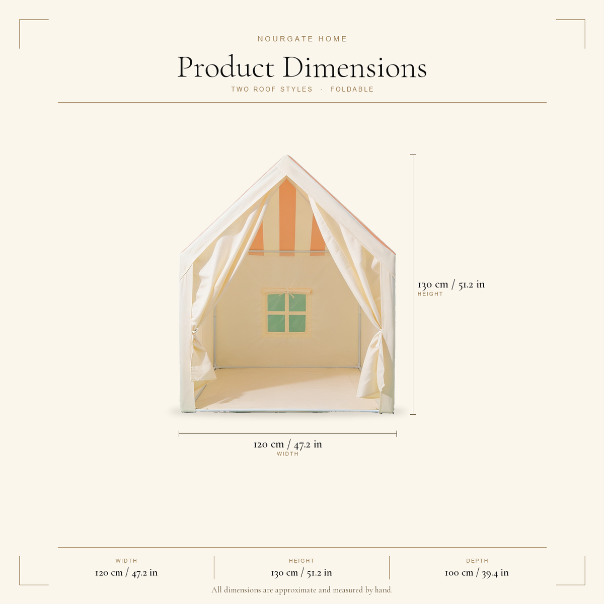 Product dimensions — Large Foldable Kids Play Tent