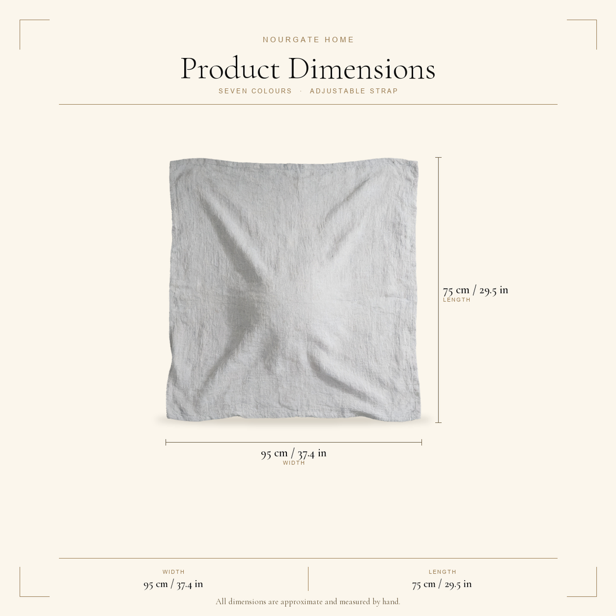 Product dimensions — Muslin Nursing Cover with Adjustable Strap