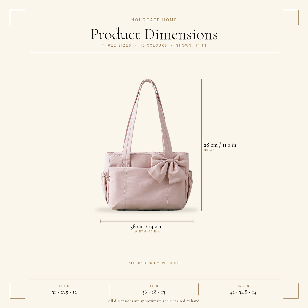 Product dimensions — Puffer Laptop Tote Bag with Pockets