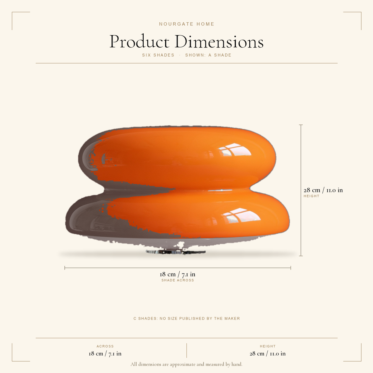 Product dimensions — Retro Glass Mushroom Table Lamp
