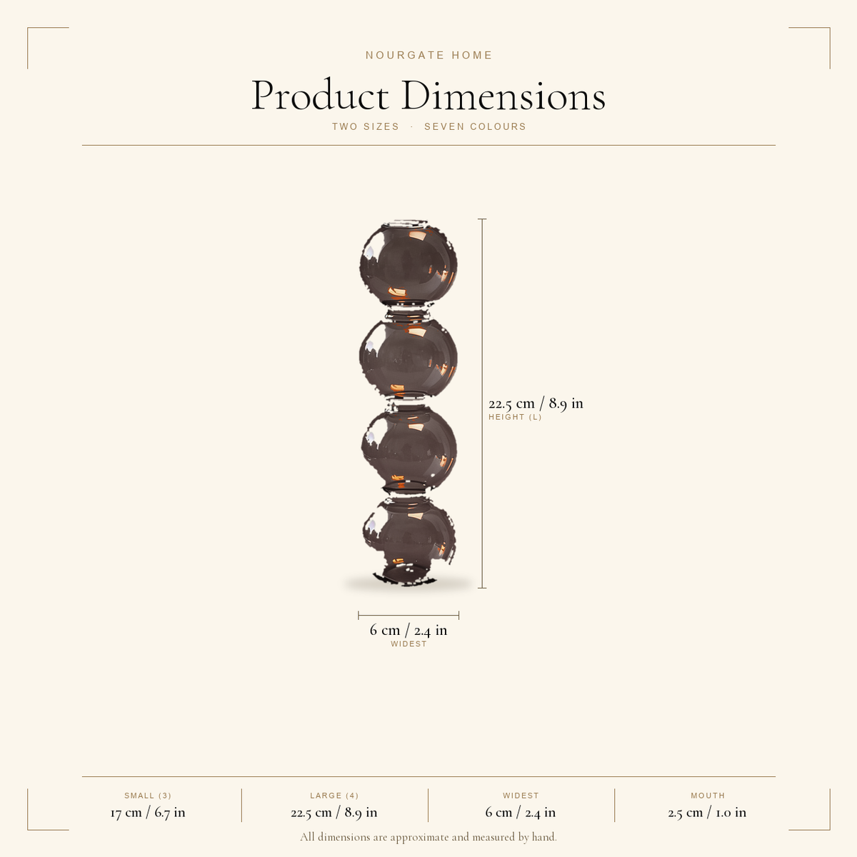 Product dimensions — Stacked Glass Bubble Vase
